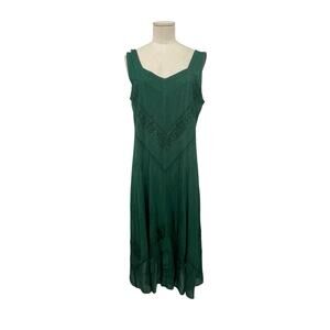 NWT Holy Clothing Dress Embroidered Green Renaissance Sleeveless Size Medium